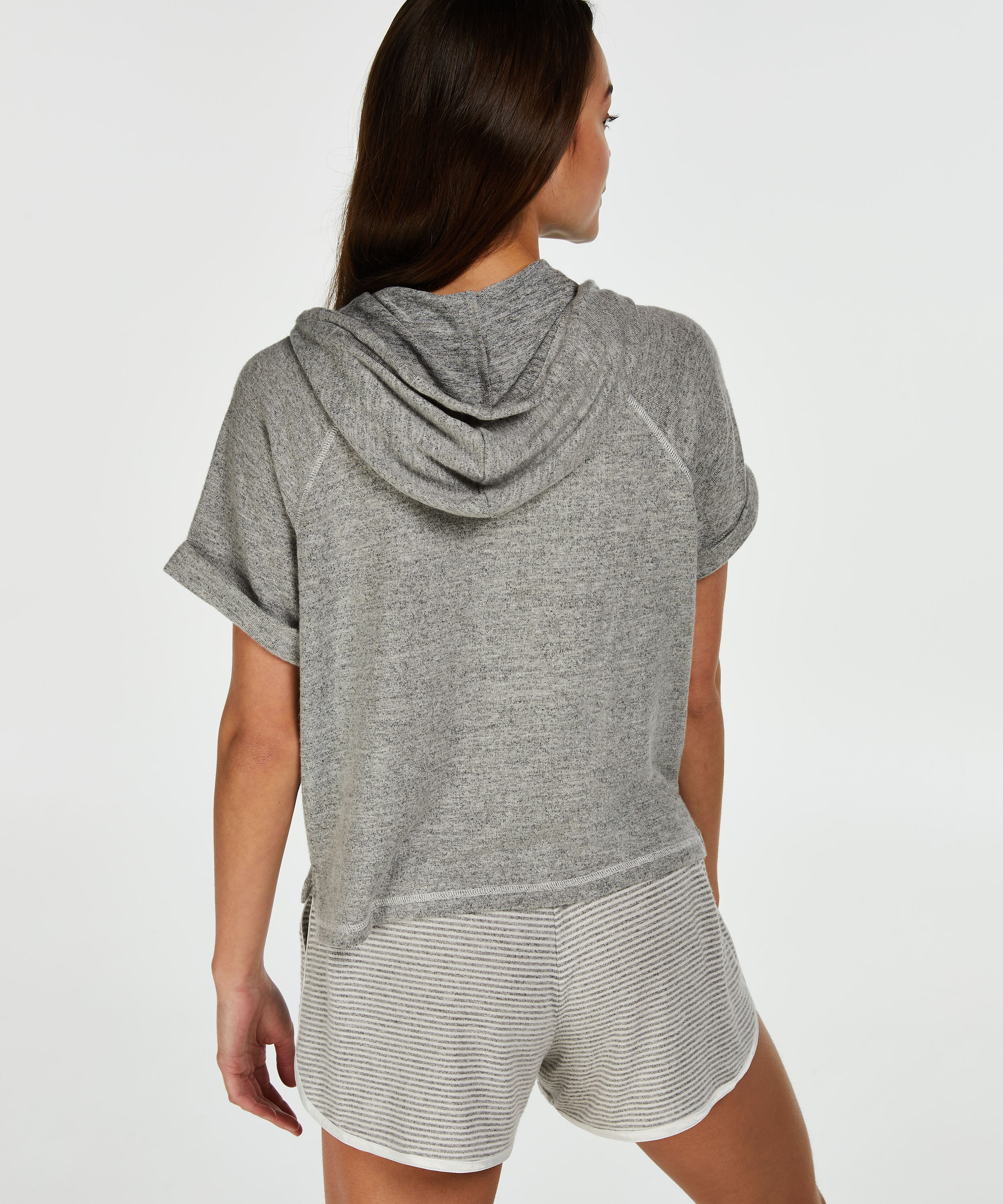 Short sleeved hoodie, Gray, main