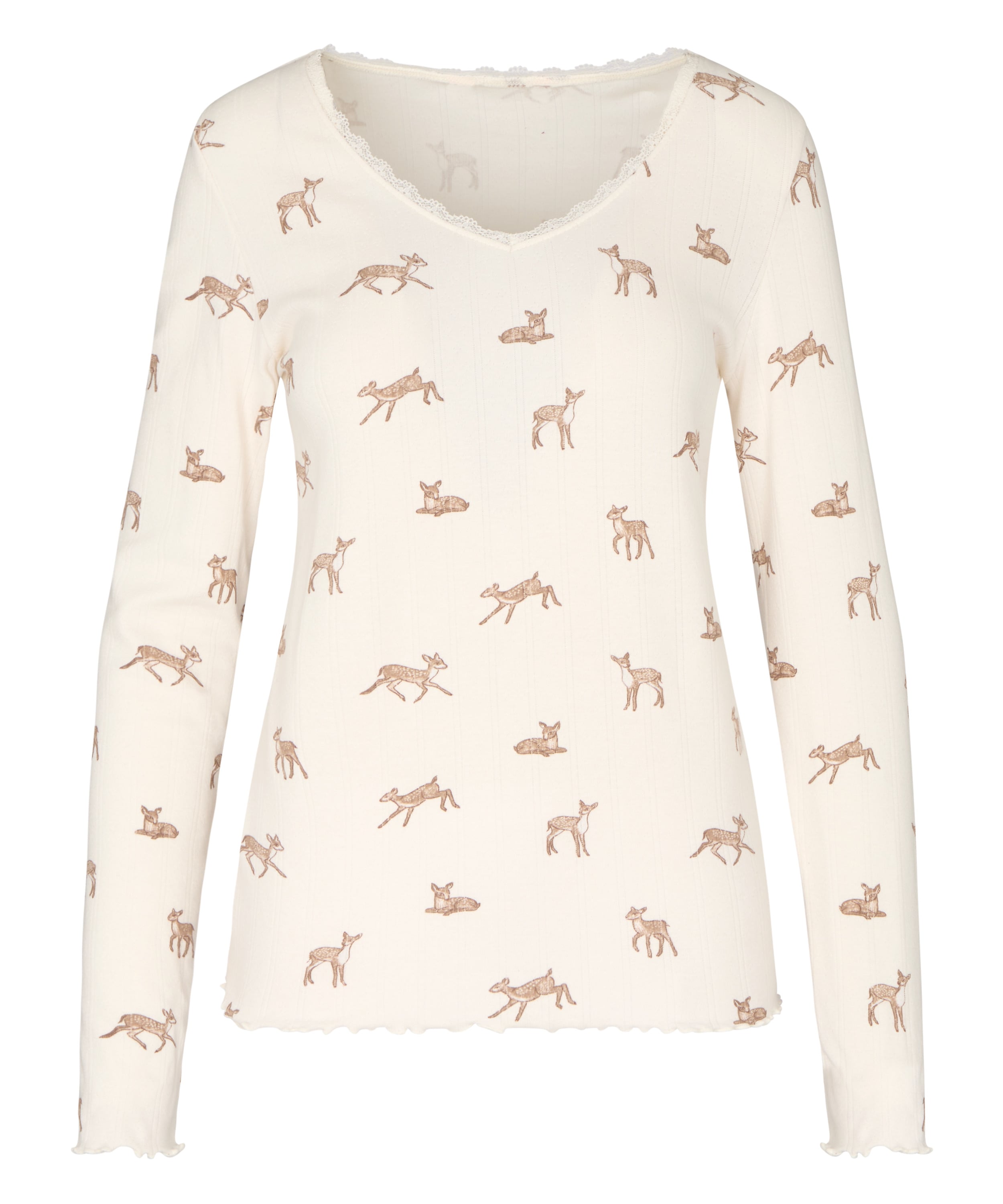 Pointelle Pyjama Top, White, main
