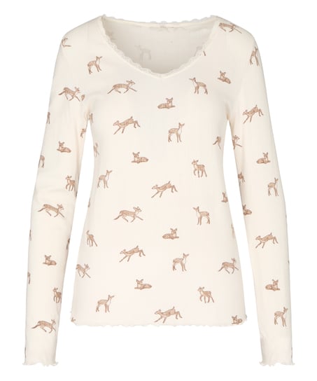 Pointelle Pyjama Top, White