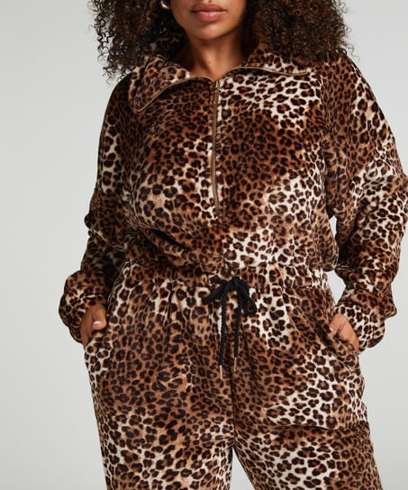 Flannel Fleece Onesie, Beige