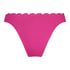 Scallop Lurex High-Leg Bikini Bottoms, Pink