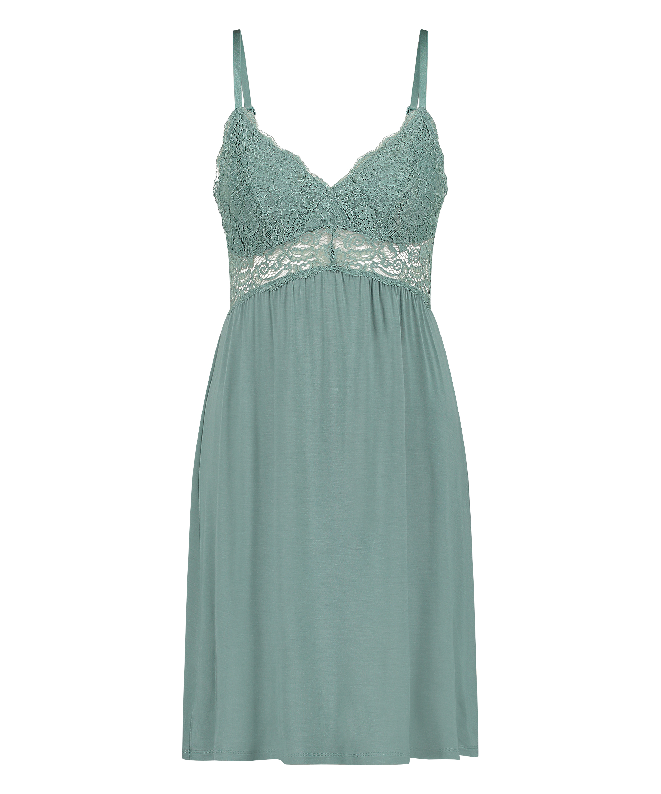 Vera jersey lace slip dress, Green, main