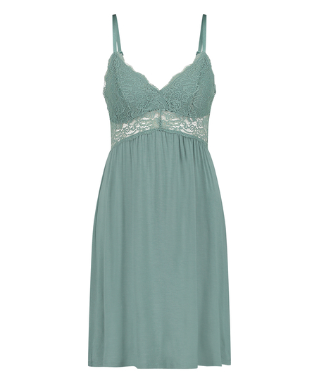 Vera jersey lace slip dress, Green