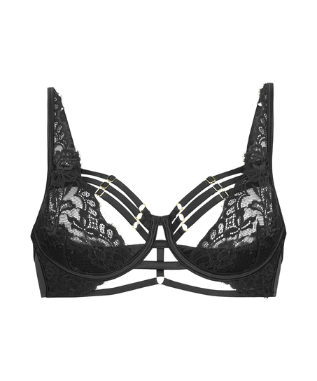 Iggy Half-Padded Underwired Longline Bra, Black