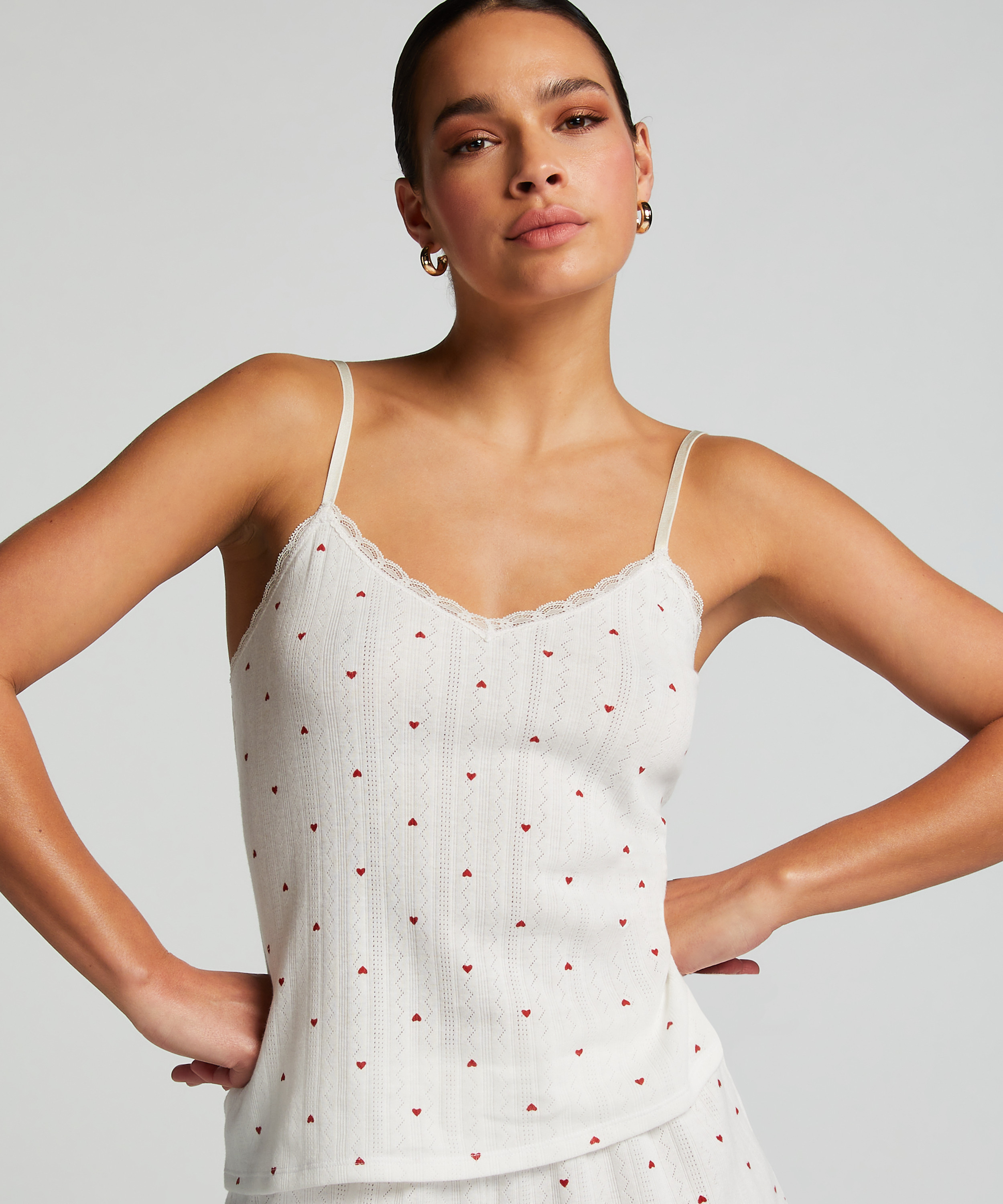 Cami lace top, White, main