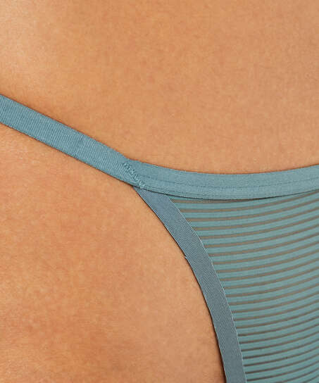 Invisible Stripe Mesh Thong, Green