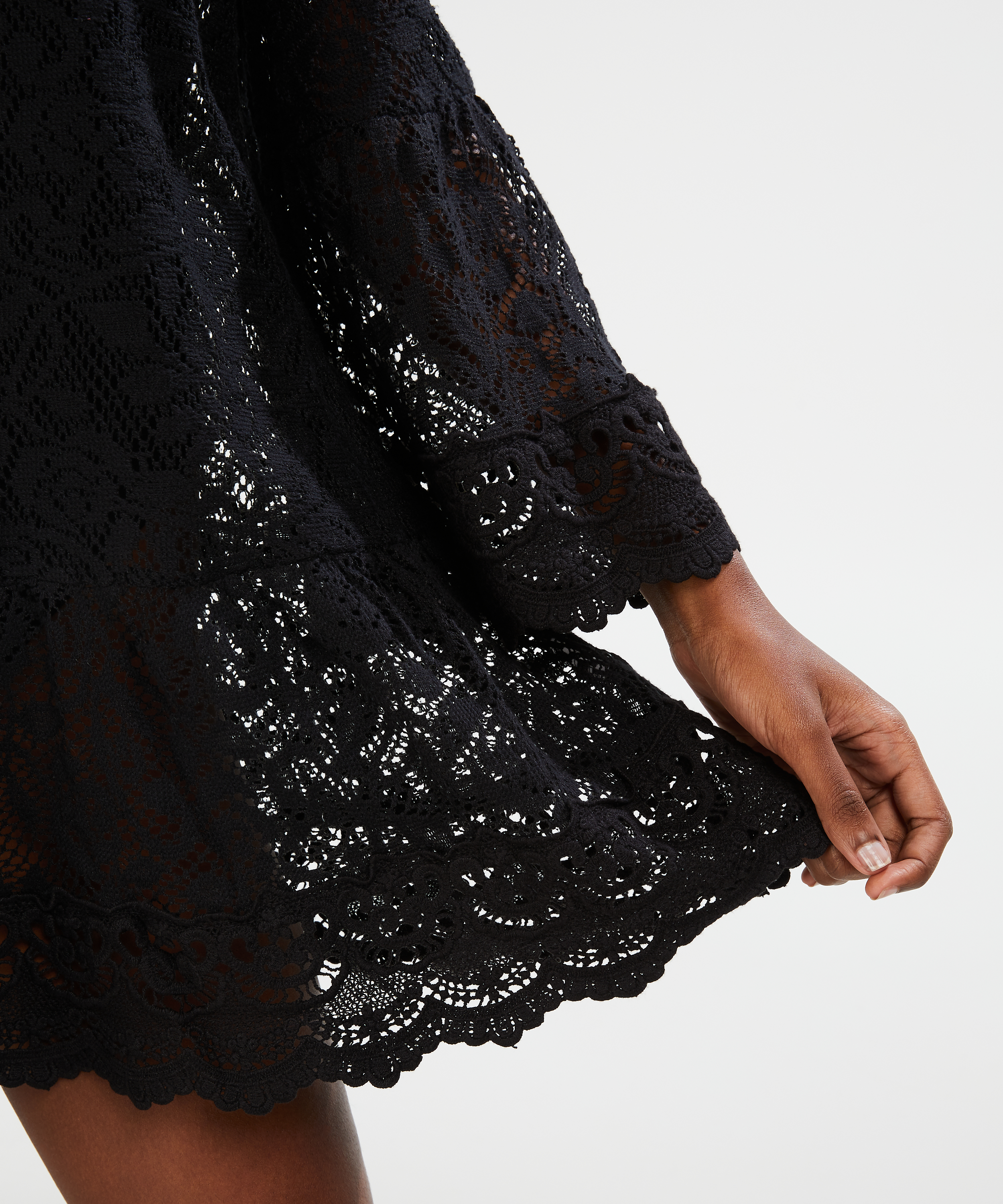 Allover Lace Tunic, Black, main