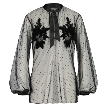 Dot Mesh Tunic, Black