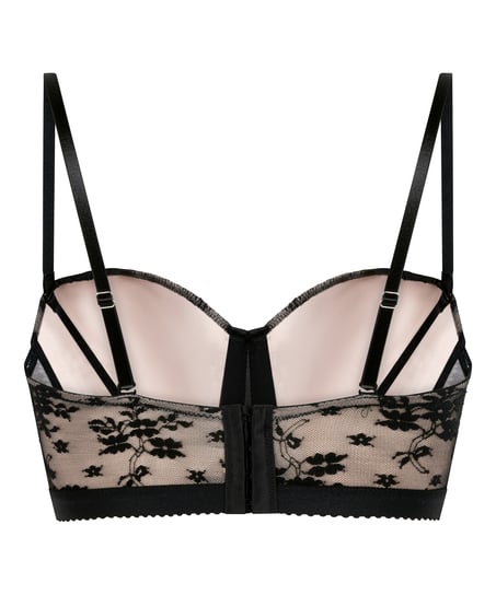 Lou Padded Underwired Longline Bra, Black