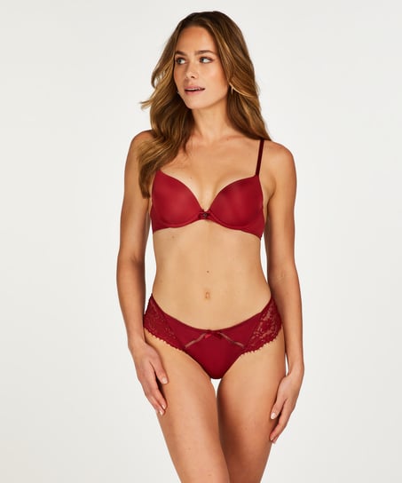 Plunge Padded Underwired Bra, Red