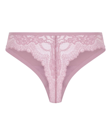 Lace Back Invisible Thong, Pink
