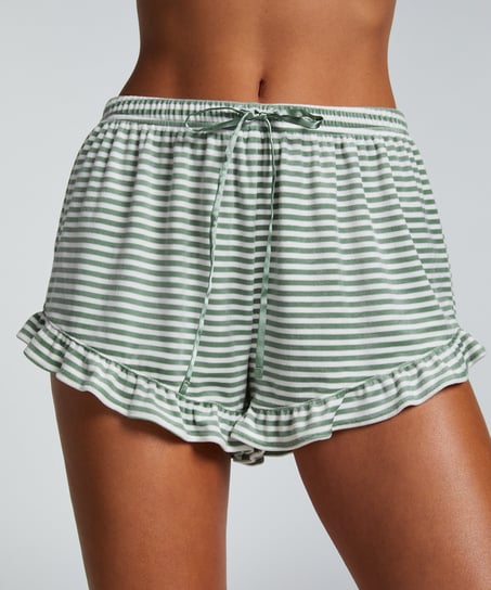 Velours Ruffle Shorts, Green