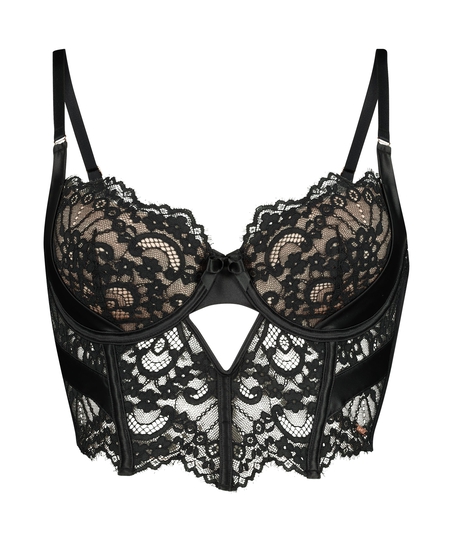 Amelia Padded Underwired Longline Bra, Black