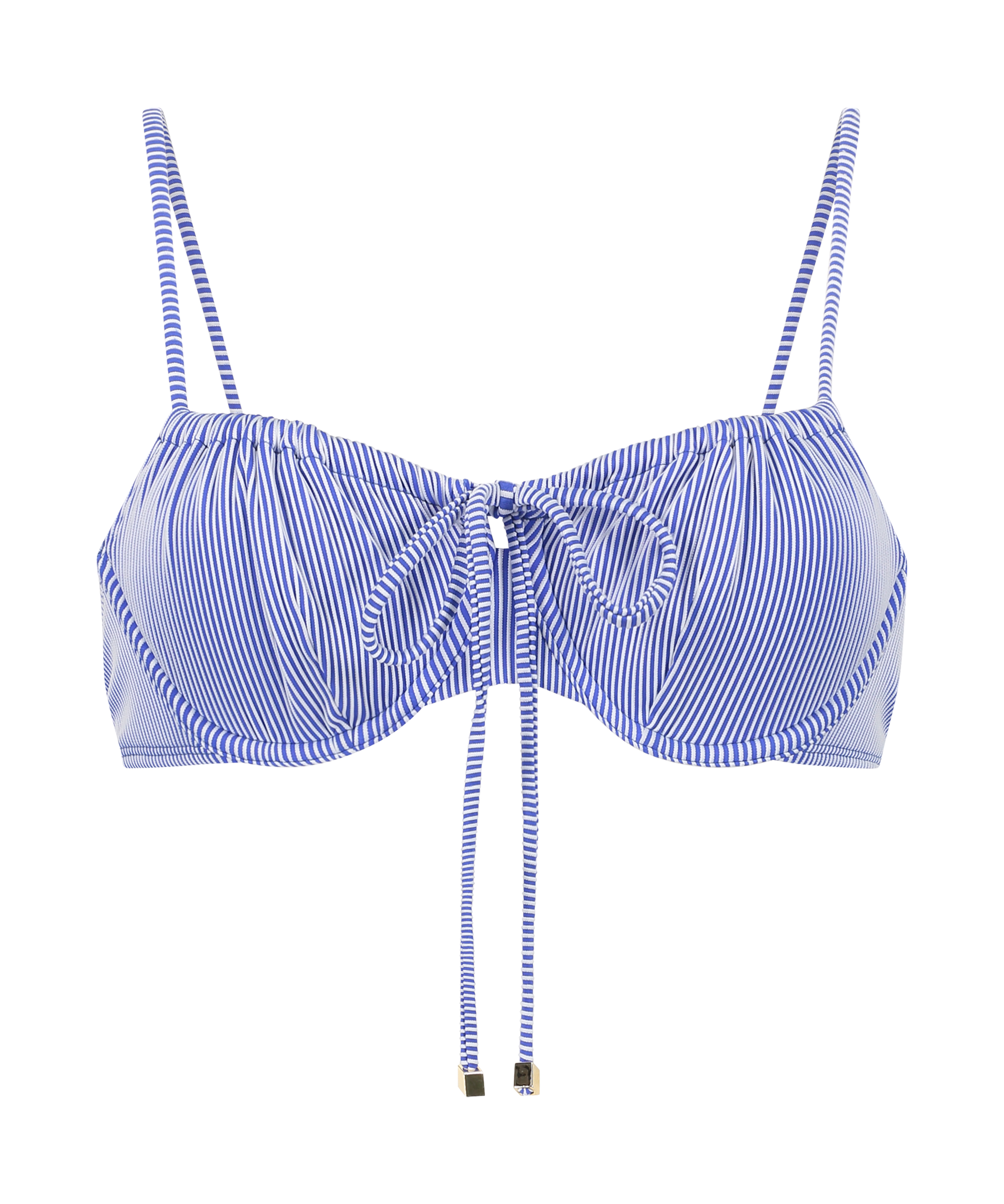 Rib Fiji non-padded underwired bikini top, Blue, main