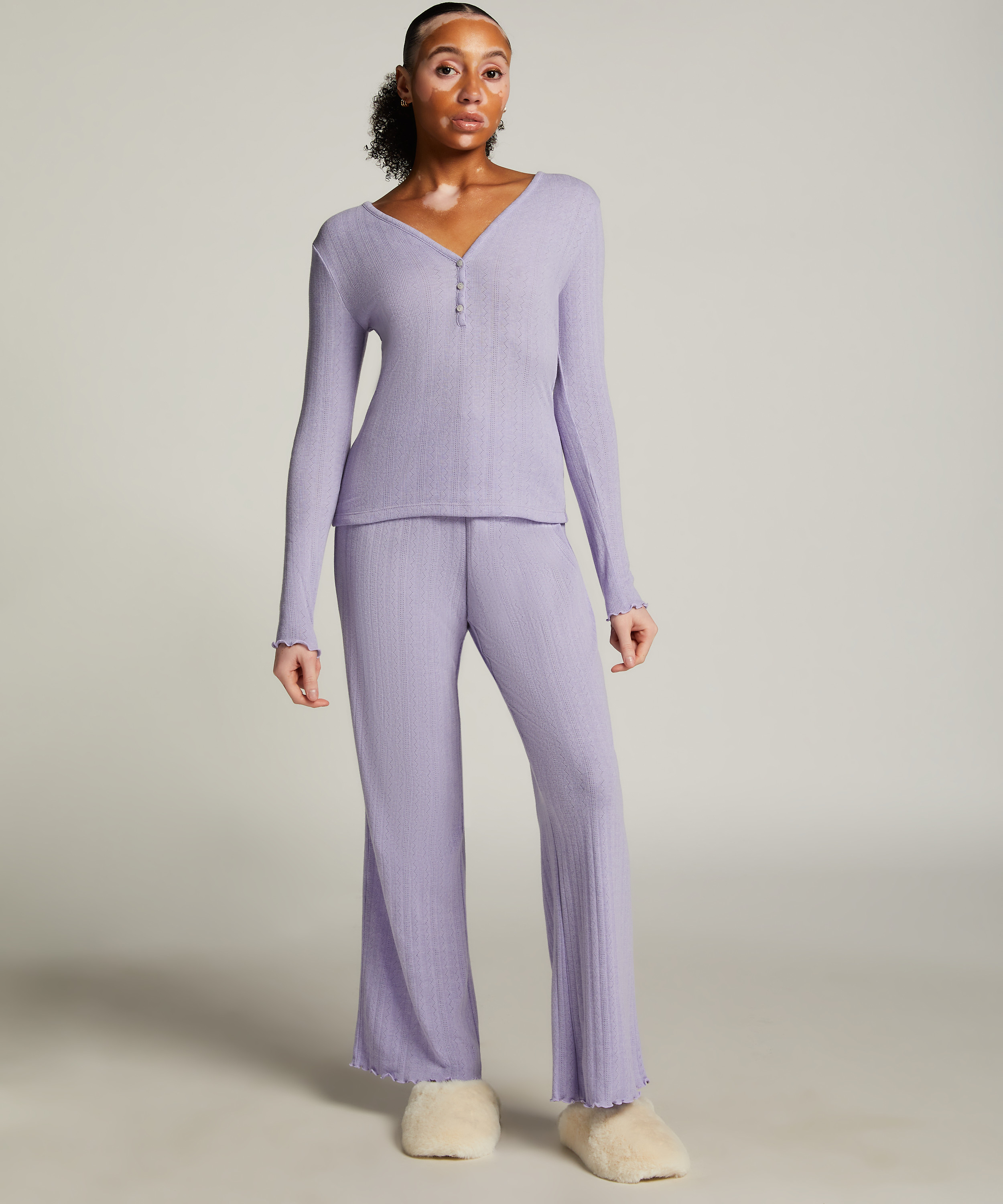 Pointelle Pyjama Pants, Purple, main