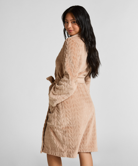 Robe Short Fleece, Beige