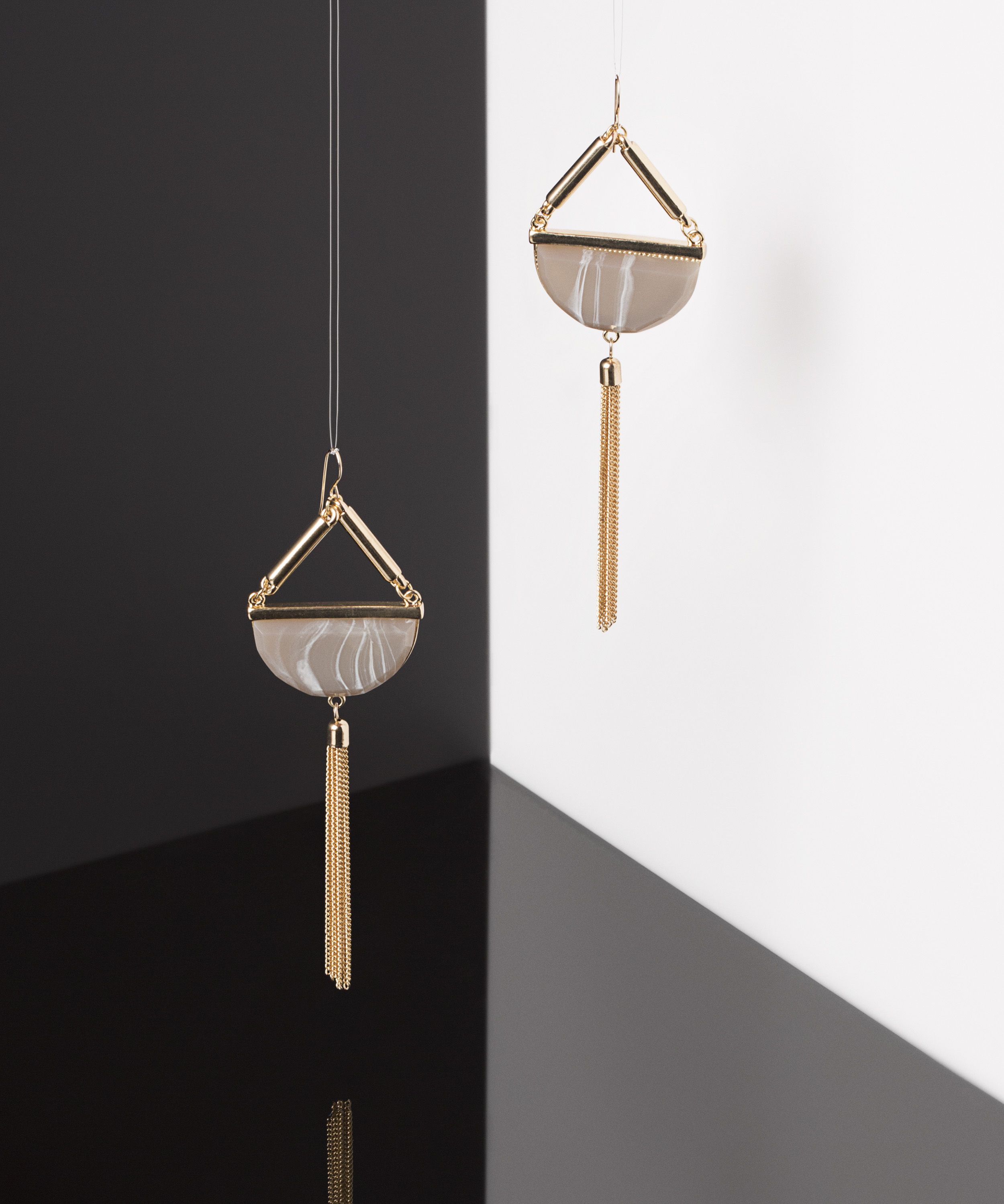 Marble Statement Earrings, Yellow, main