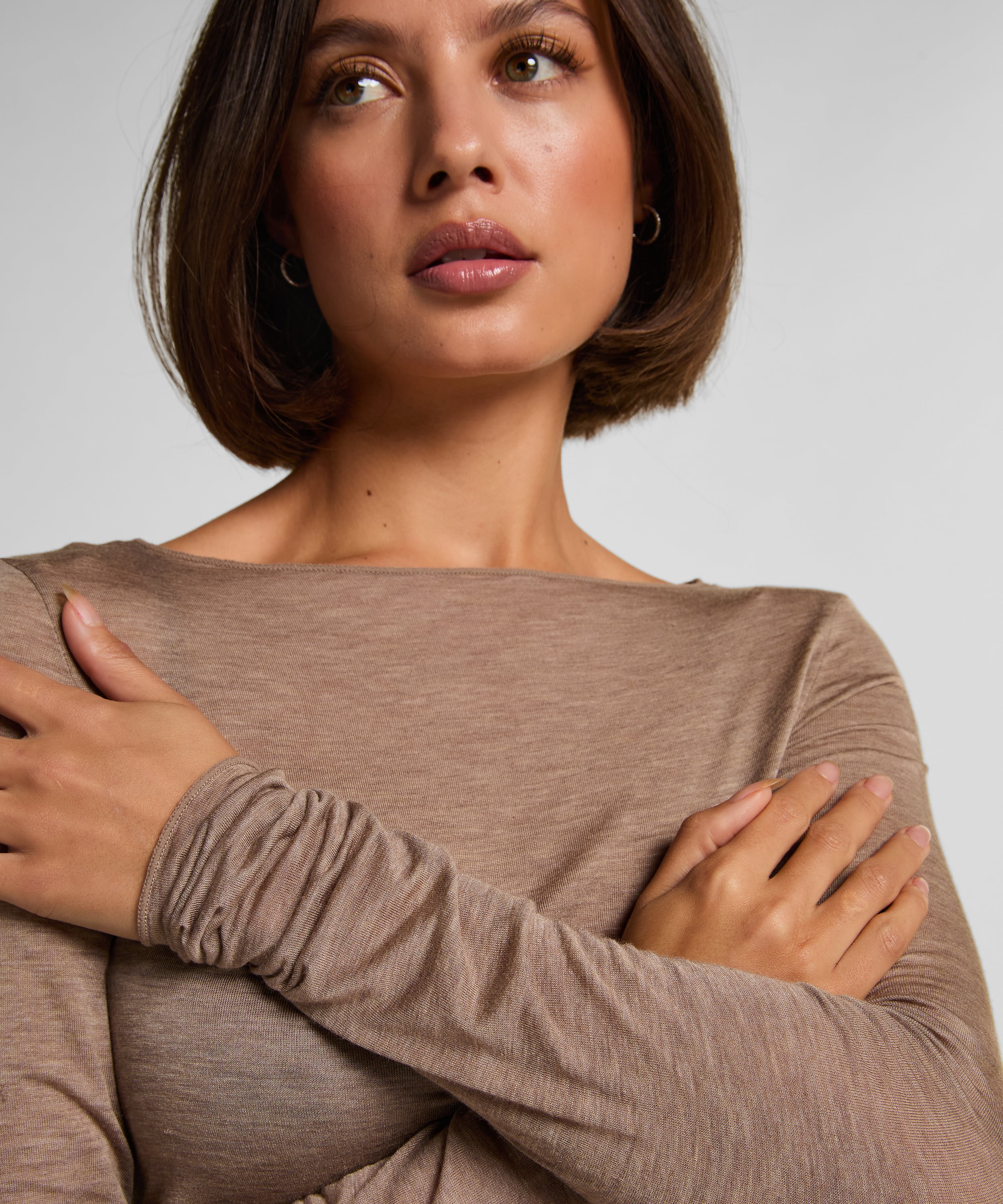 super soft Boatneck shirt with Cashmere, Beige, main