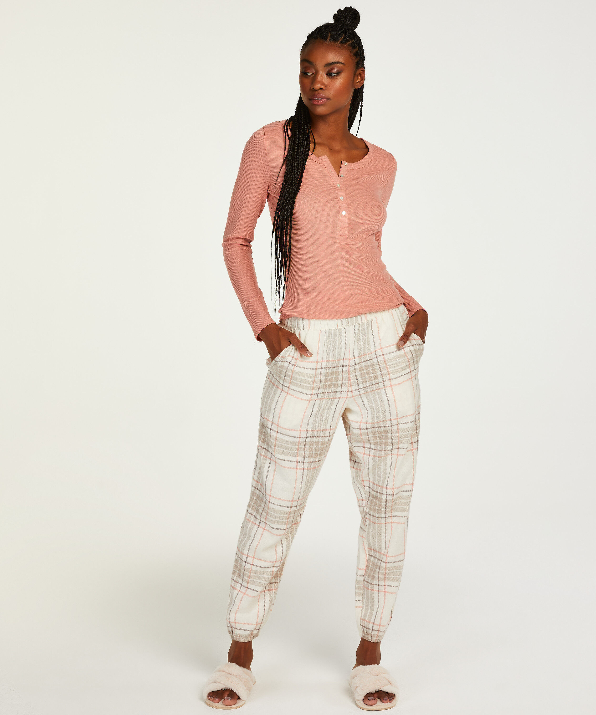 Tall Twill Check pyjama pants, Gray