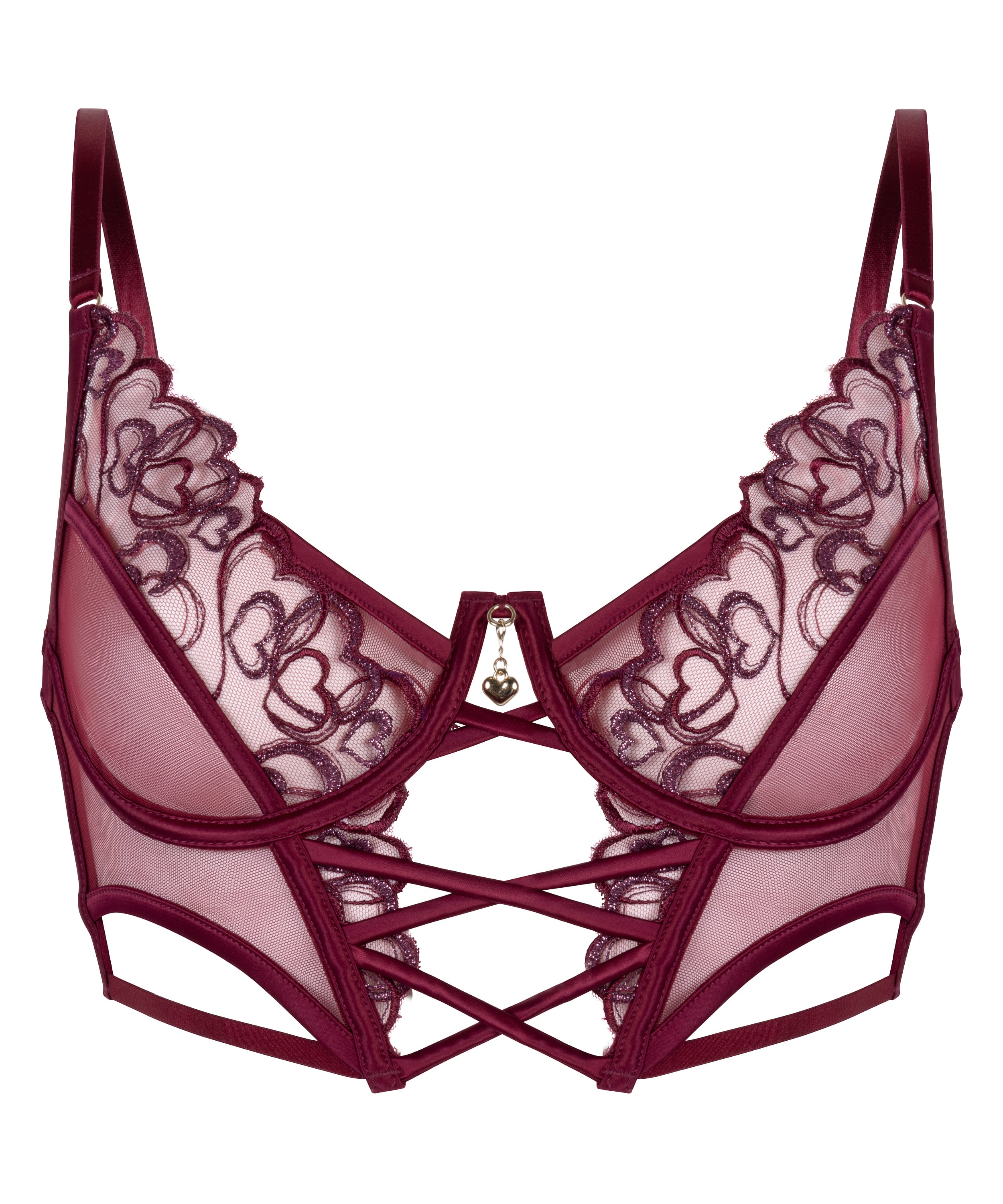 Scarlett Non-Padded Underwired Longline Bra, Red, main