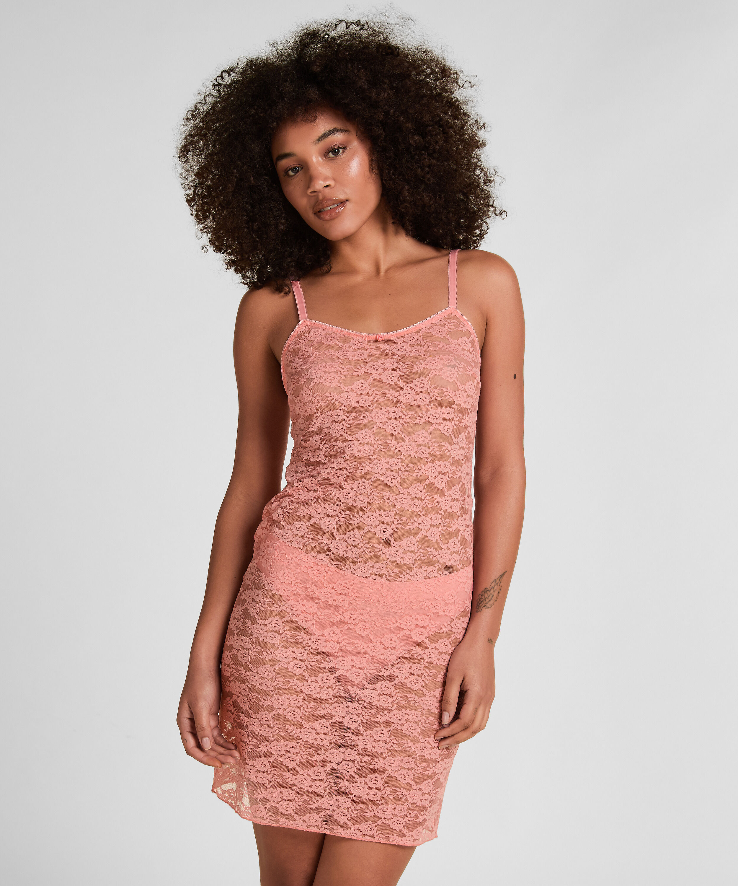 Slipdress Allover Lace, Pink