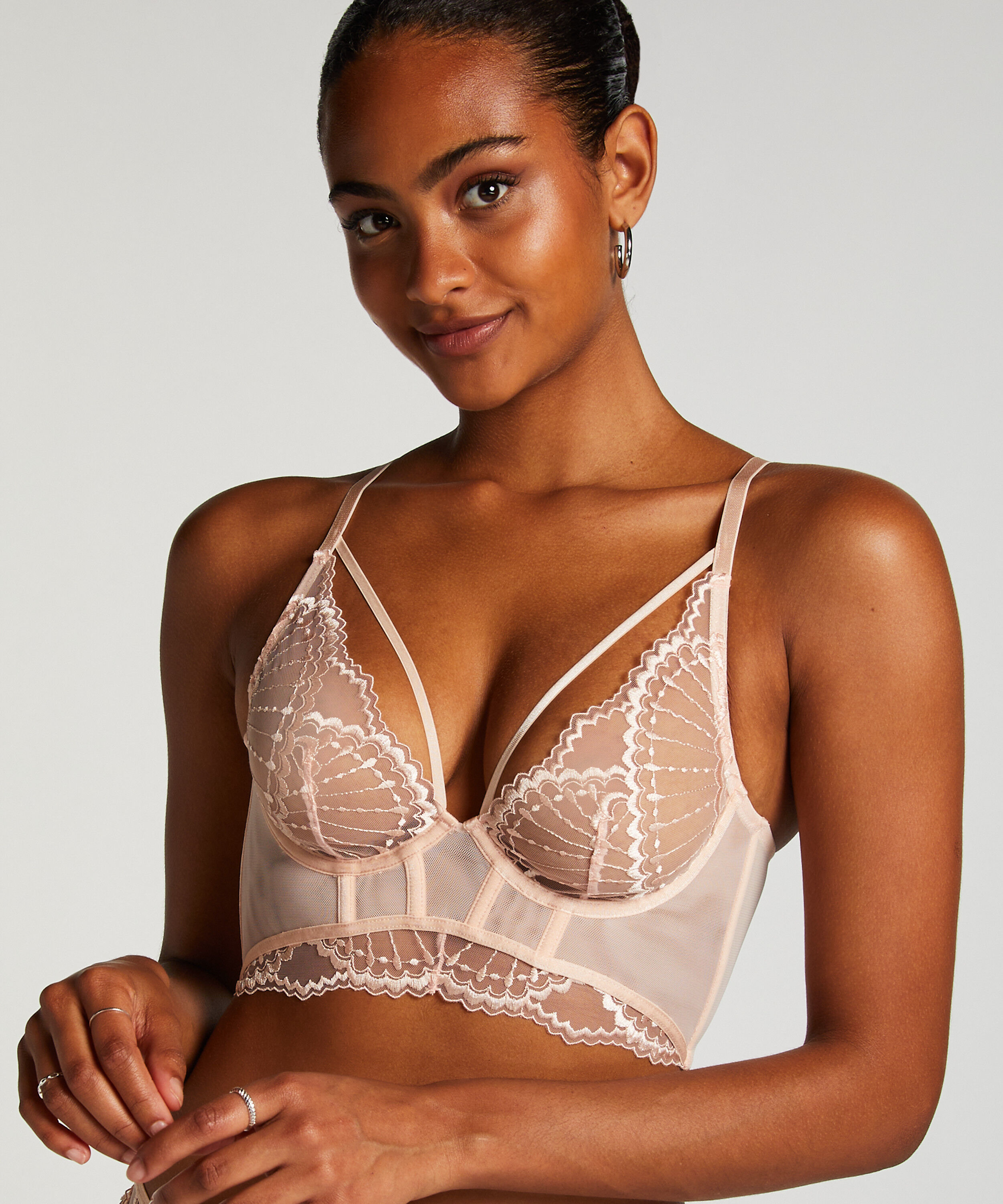 Jade Non-Padded Underwired Longline Bra, Pink
