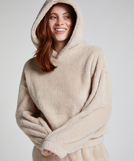 Snuggle Hoodie Fleece, Beige
