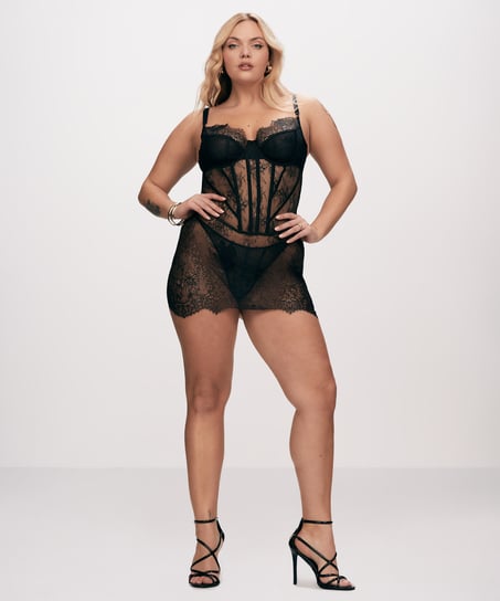 Lace Camille Slip dress, Black