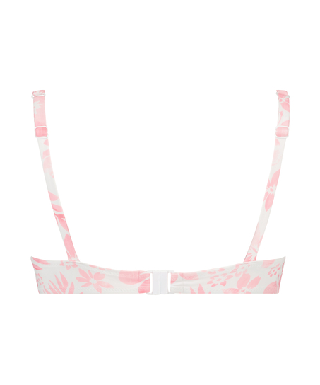 Tropical non-padded underwired bikini top, White
