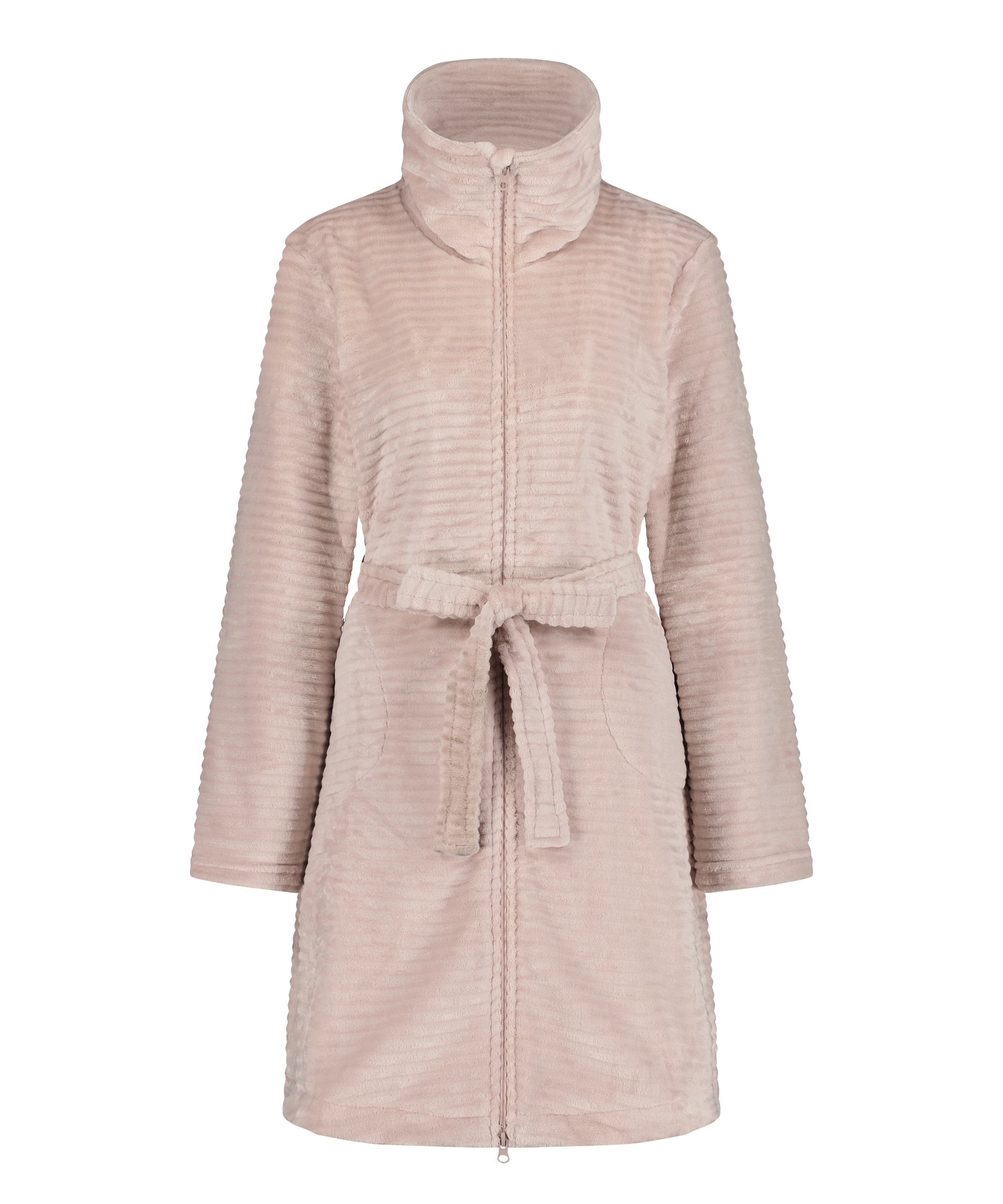 Fleece Zip Bathrobe, Pink, main