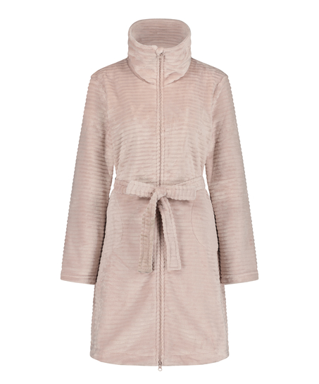 Fleece Zip Bathrobe, Pink