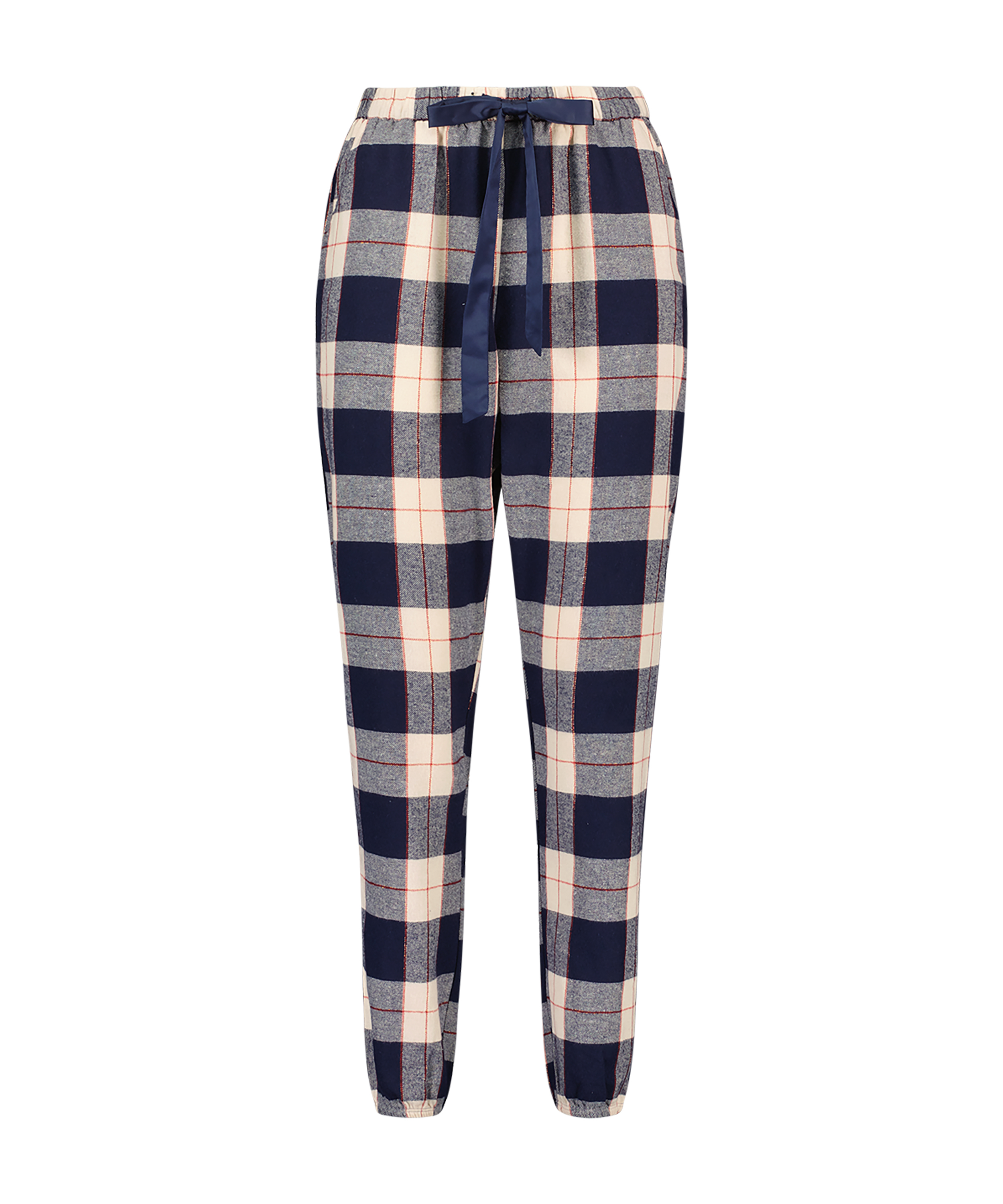 Check Cuff Twill Pyjama Pants, Blue, main