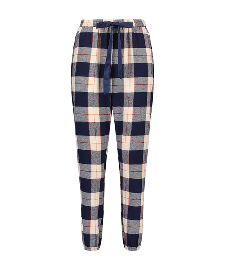 Check Cuff Twill Pyjama Pants, Blue