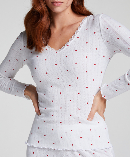 Pointelle Pyjama Top, White