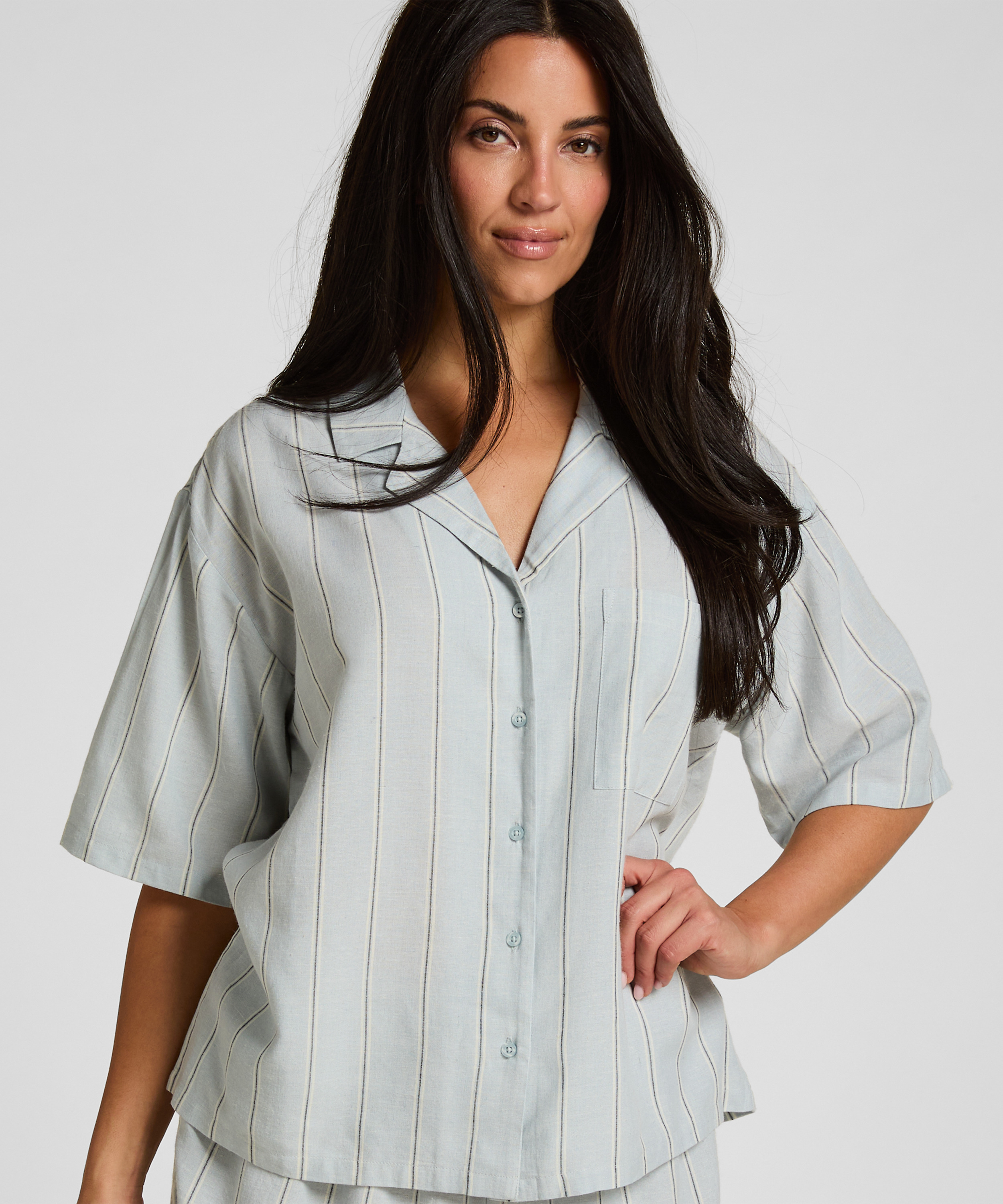 Jacket Linen, Blue, main