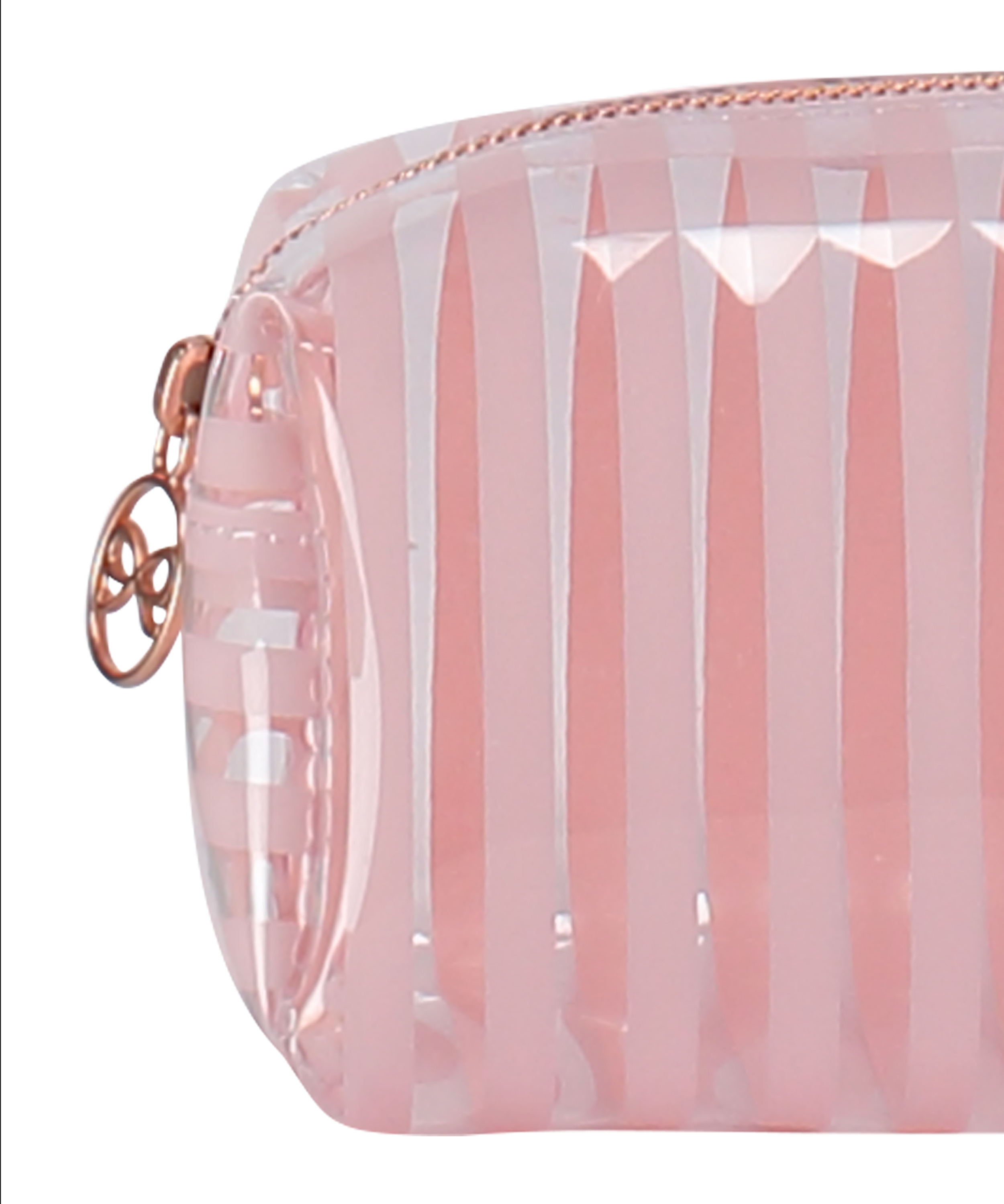 Stripe Plastic Make Up Bag, Pink, main