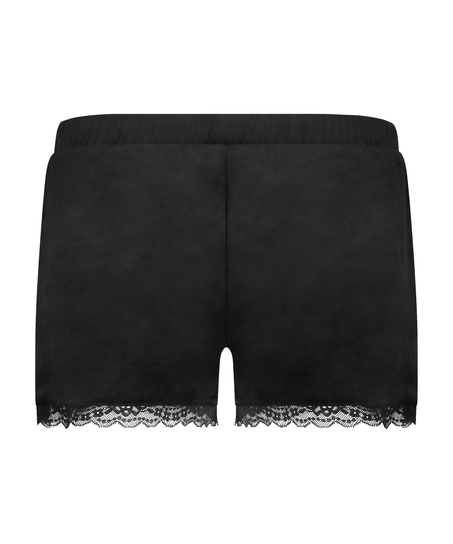 Velvet Lace Shorts, Black