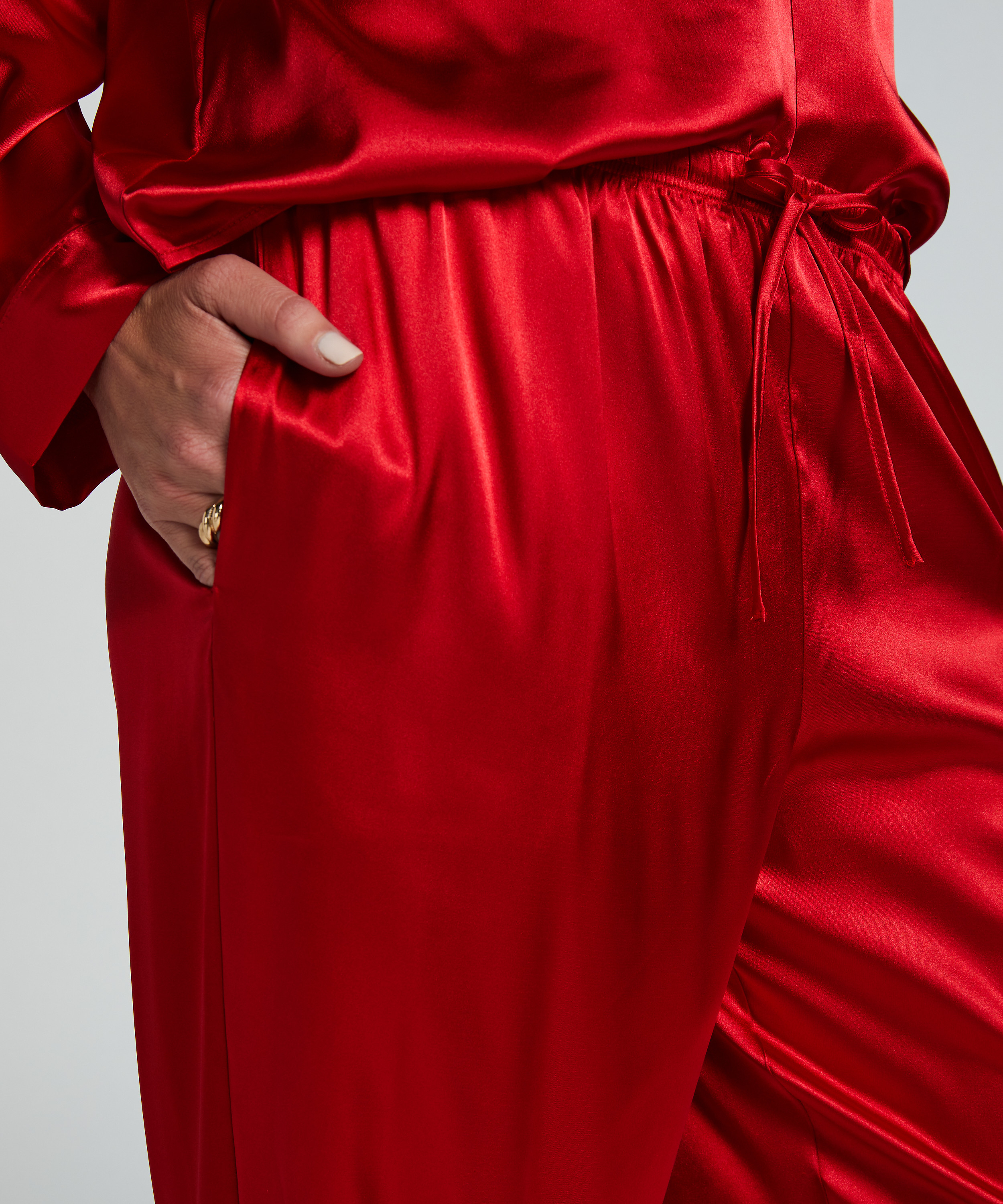 Satin Trousers, Red, main
