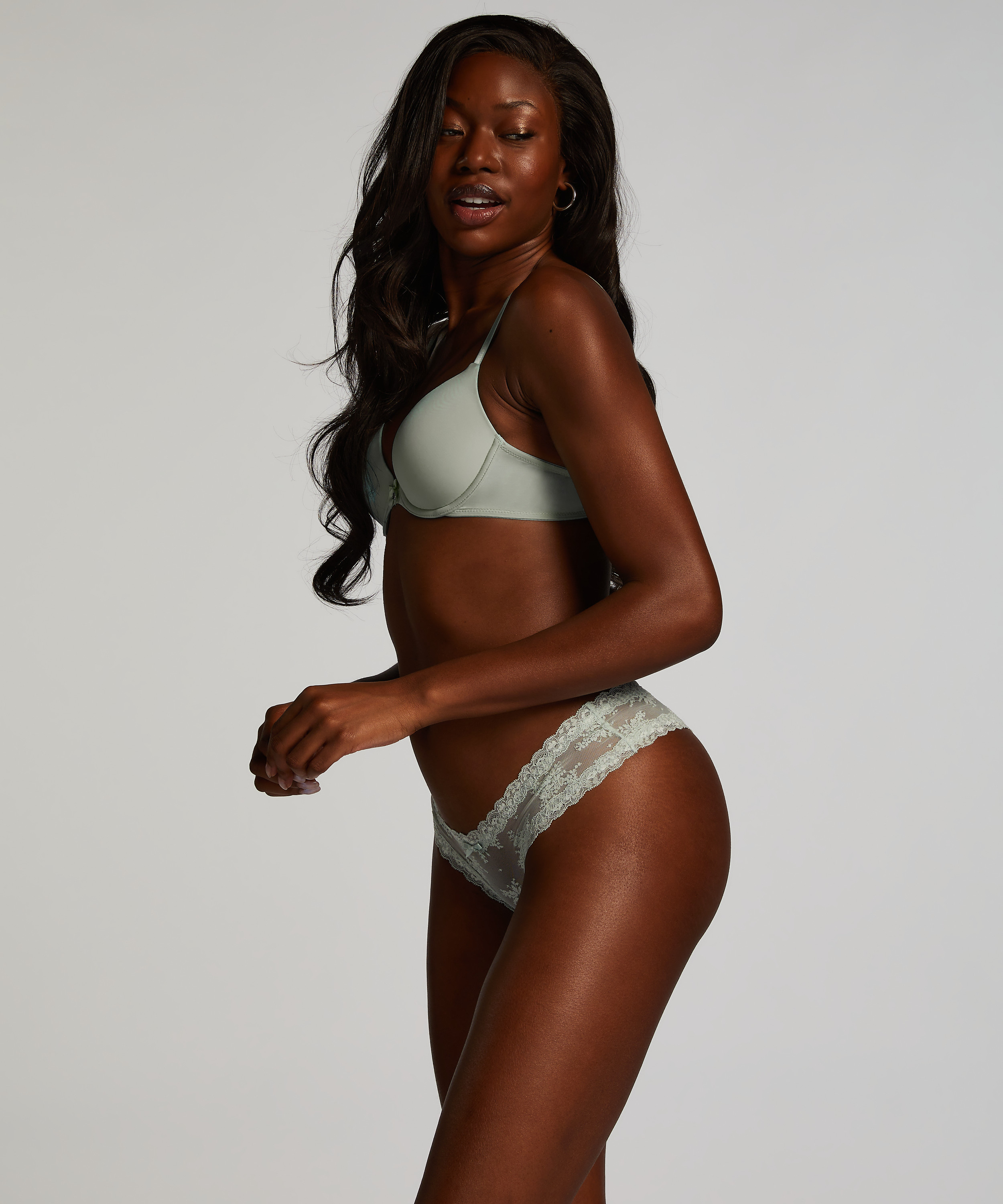 V-shaped Brazilian knickers mesh, Green, main