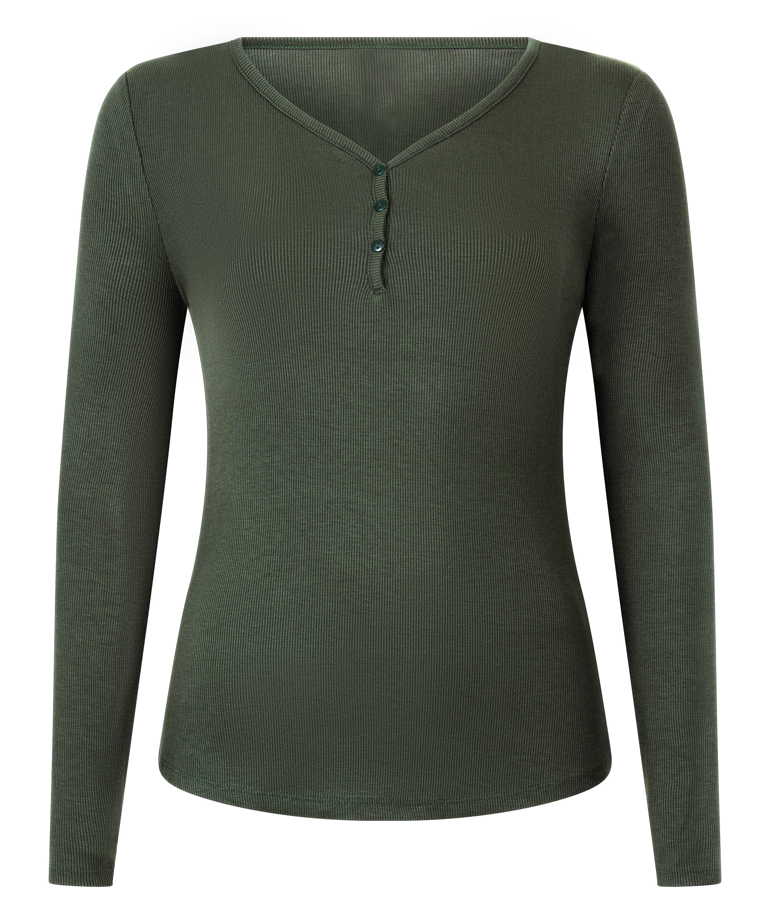 Longsleeved Pyjama Top Henley, Green, main