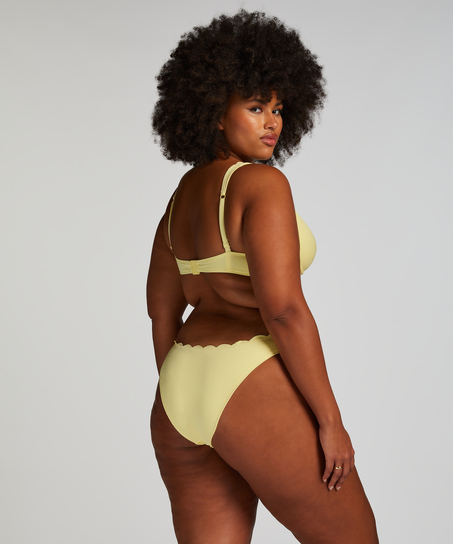 Scallop High-Leg Bikini Bottoms, Yellow