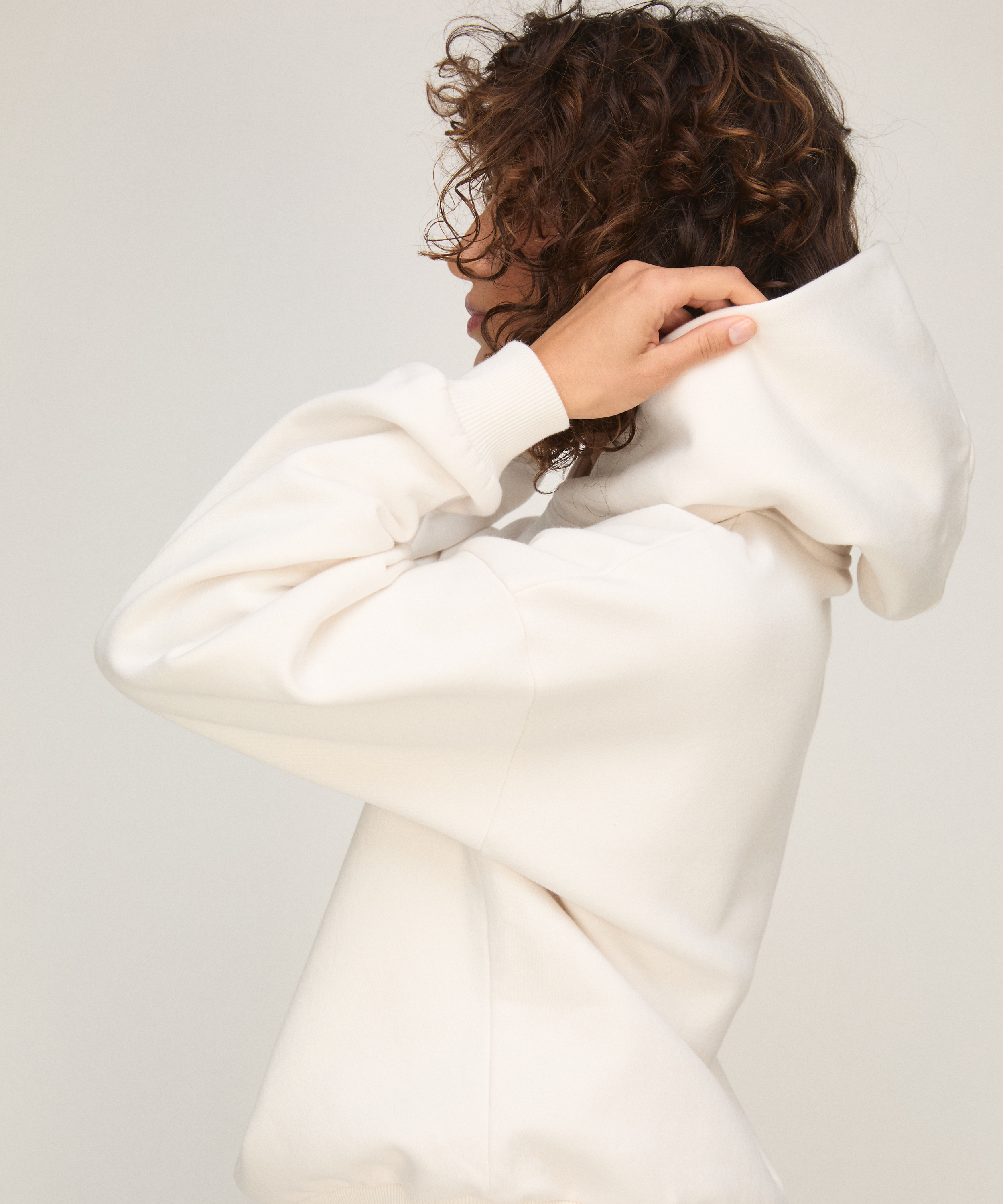 Hoodie Brushed Sweat, White, main