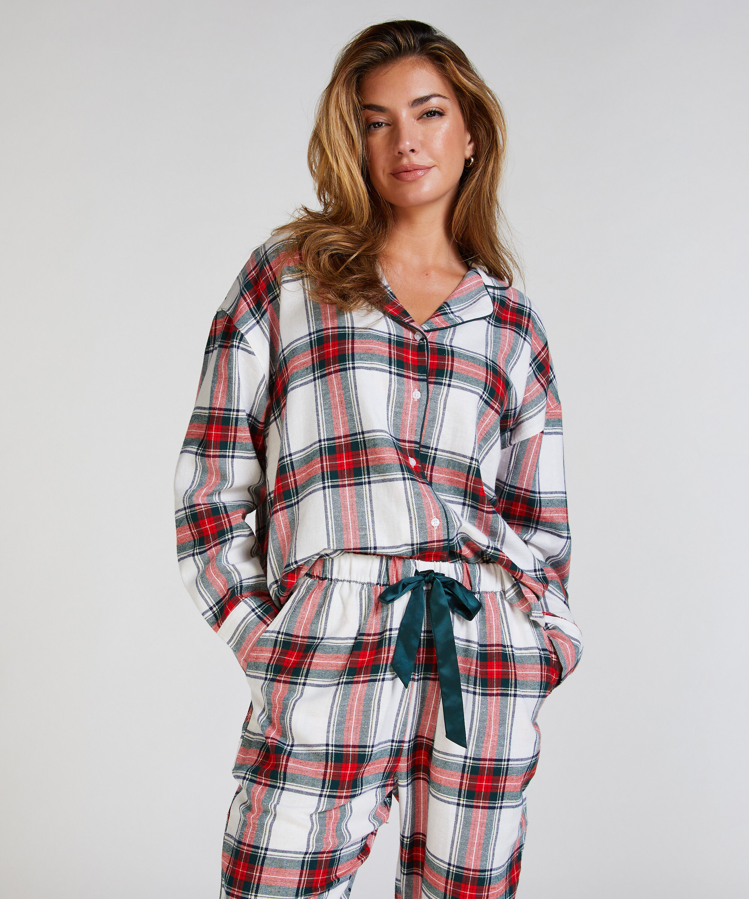 Flannel Pyjama Top, White