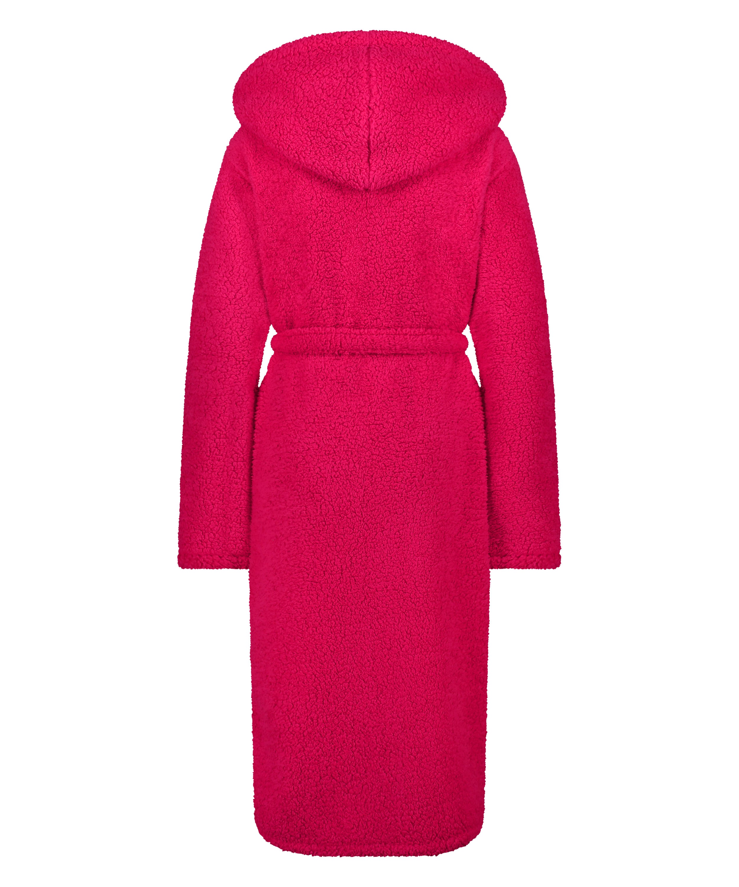 Long Fleece Bathrobe, Pink, main