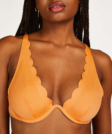 Scallop Non-Padded Underwired Bikini Top, Orange
