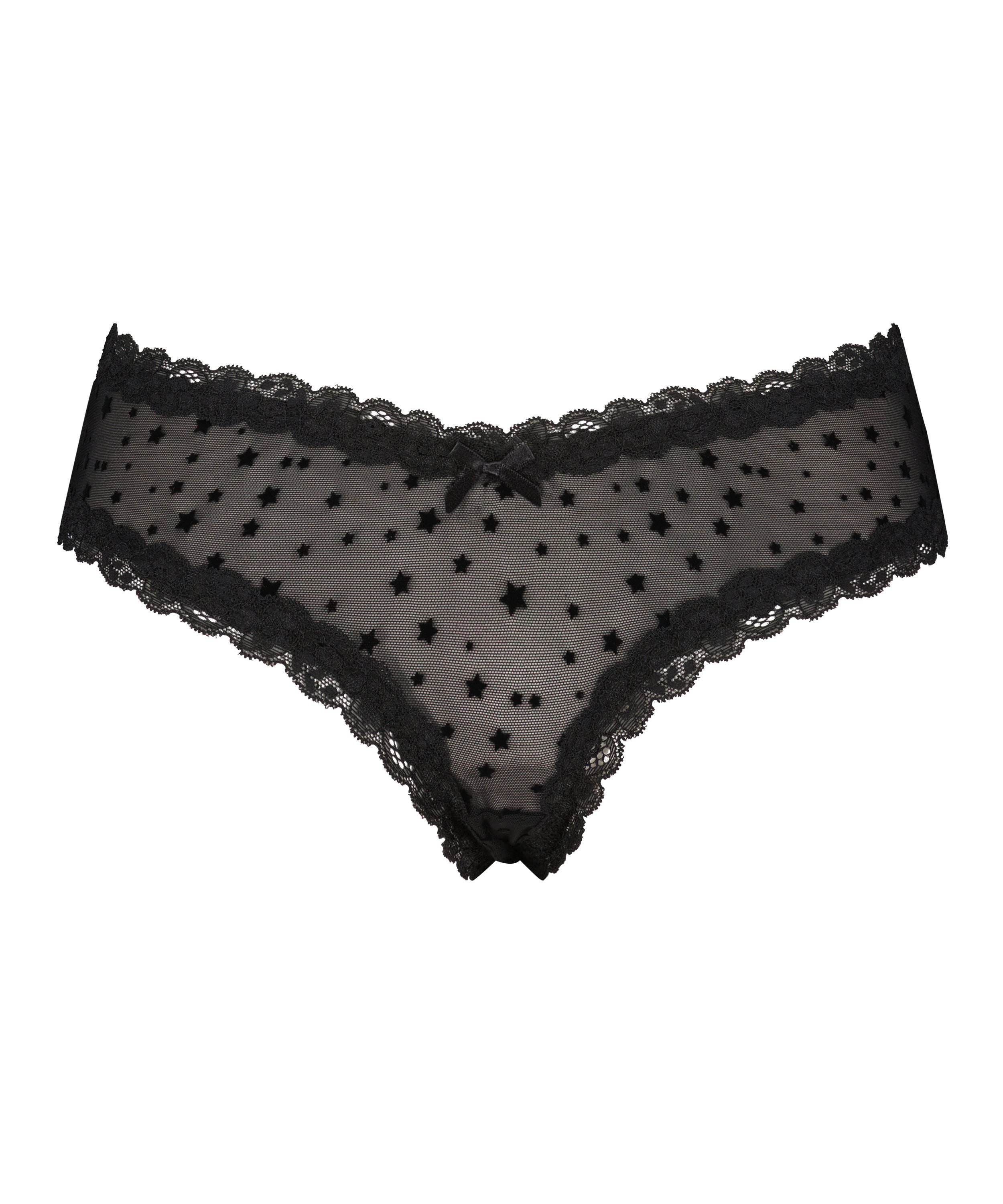 V-shaped Brazilian knickers mesh, Black, main