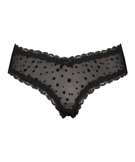 V-shaped Brazilian knickers mesh, Black