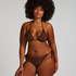 Scallop Lurex Triangle Bikini Top, Brown