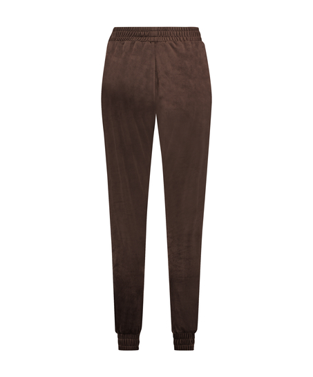 Velour Jogging Pants Pin-tucked, Brown