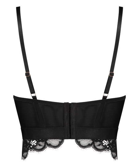 Heather Padded Longline Underwired Bra, Black